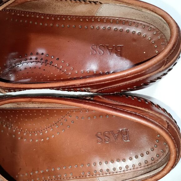 Bass Vintage Mens Foxtail Loafer 10.5 Slip On Brown Leather Dress Shoes Brazil